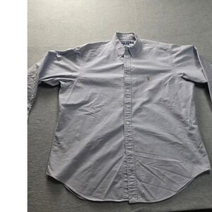 Ralph Lauren Yarmouth Men's Blue Cotton Oxford Button Down Shirt Small Stain